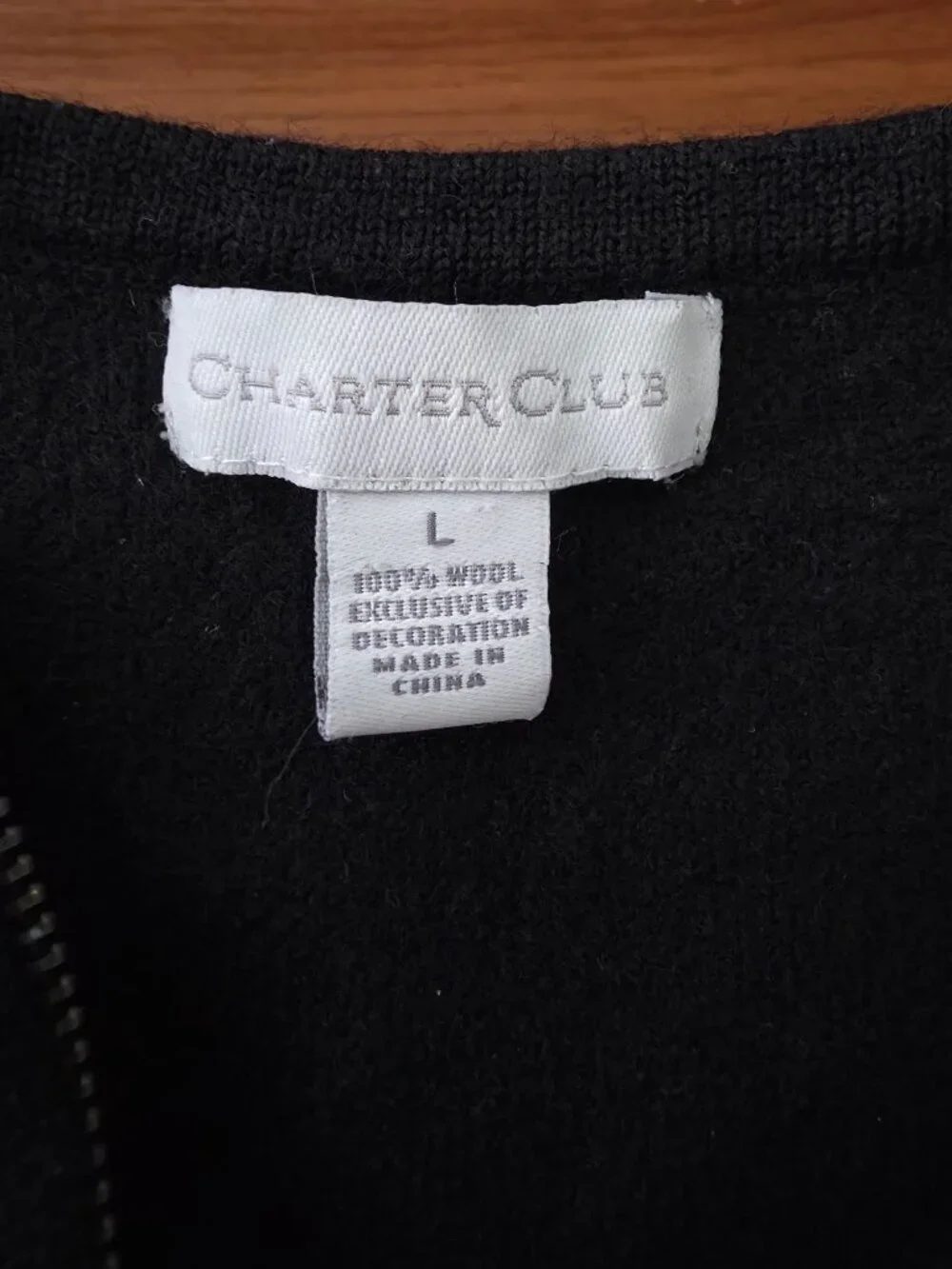 Vintage Charter Club Christmas Tree Scene Wool Zip-Up Black Ugly Xmas Vest M - Picture 5 of 6